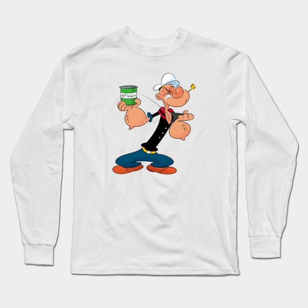 Popeye getting his spinach Long Sleeve T-Shirt by FanartFromDenisGoulet